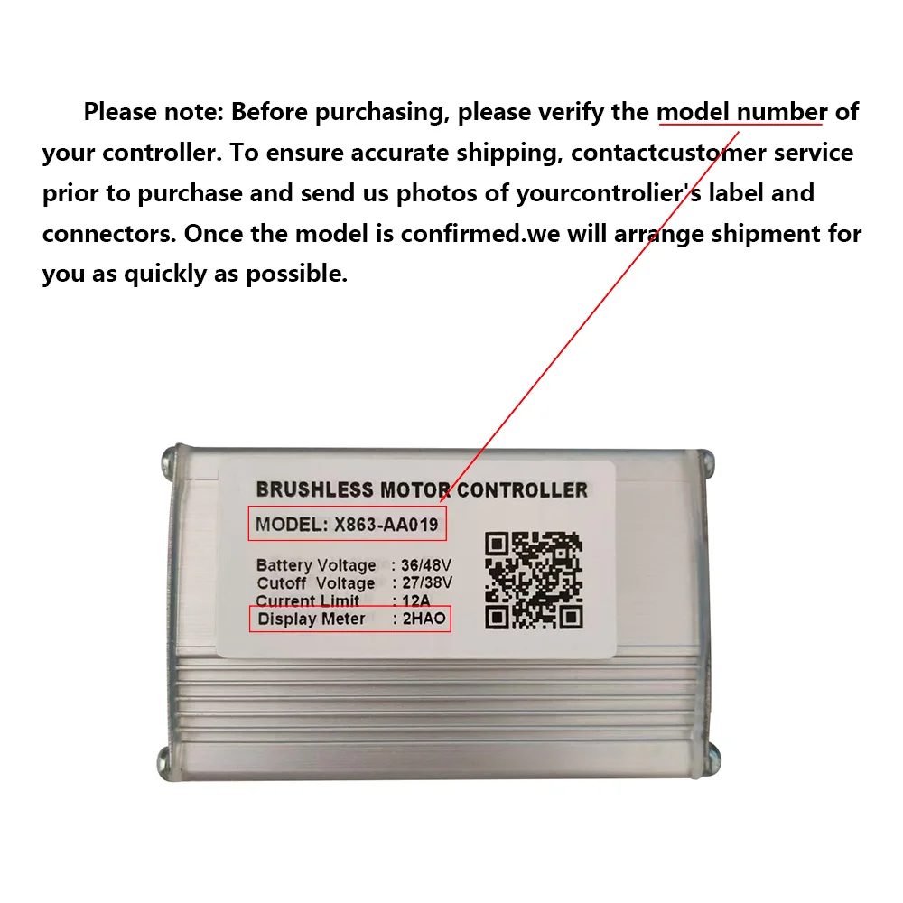 Nulkomma Ebike Brushless Motor Controller X863-AA019 36/48V 12A for 2HAO Display Electric Scooters MTB Accessories Speed Controller
