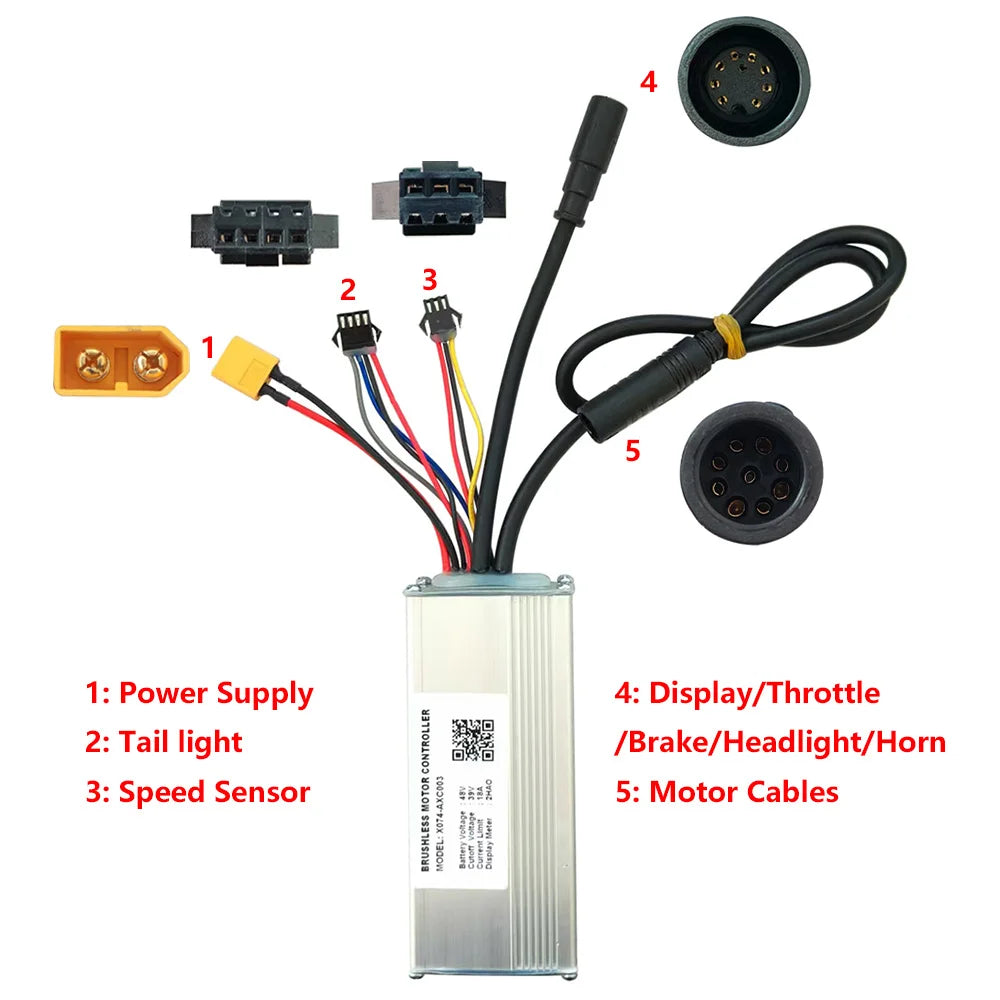 Nulkomma 48V 18A Brushless Motor Speed Controller X074-AXC003 Suitable for Screen KDS E-bike Accessories Ebike Speed Controller