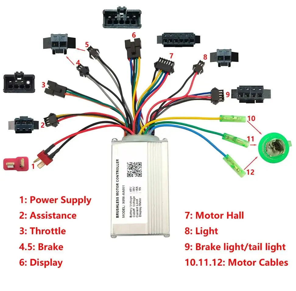 Nulkomma  EBIKE Brushless Motor Controller X056-AA001 48V 15A Electric Bike Accessories Mountain Bike Speed Controller