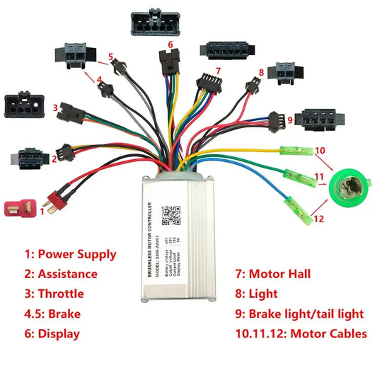 Nulkomma  EBIKE Brushless Motor Controller X056-AA001 48V 15A Electric Bike Accessories Mountain Bike Speed Controller