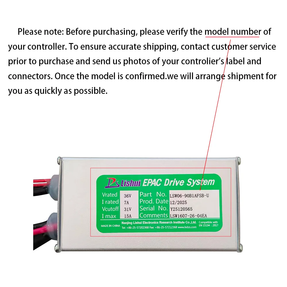 Nulkomma LSW06-90B1AFSB-U Ebike Brushless Motor Controller Custom Models 36V 15A for Electric Scooters Fat Bikes MTB Speed Controllers