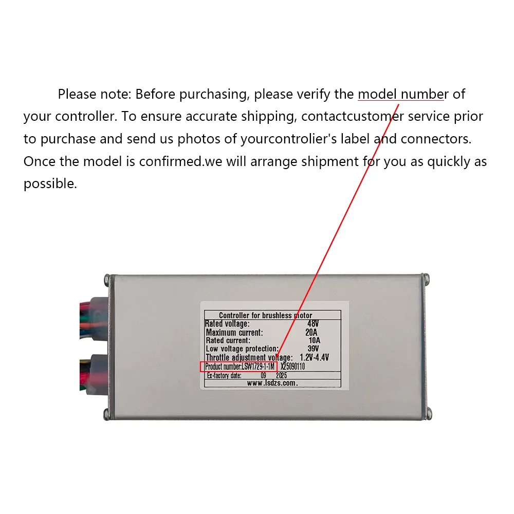 Nulkomma Electric Bike Brushless Motor Controller LSW1729-1-1M 48V 20A for Electric Scooters Fat Bike MTB Accessories Speed Controller