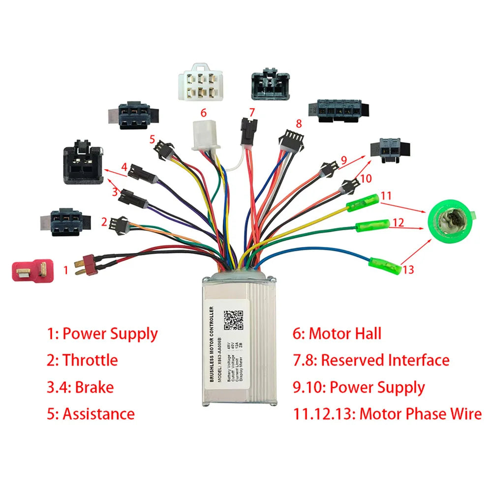 Nulkomma EBIKE X863-AA006B Electric Bicycle Parts Brushless Motor Controller 48V Electric Scooter Parts Electric Bike GOSG205 Monitor