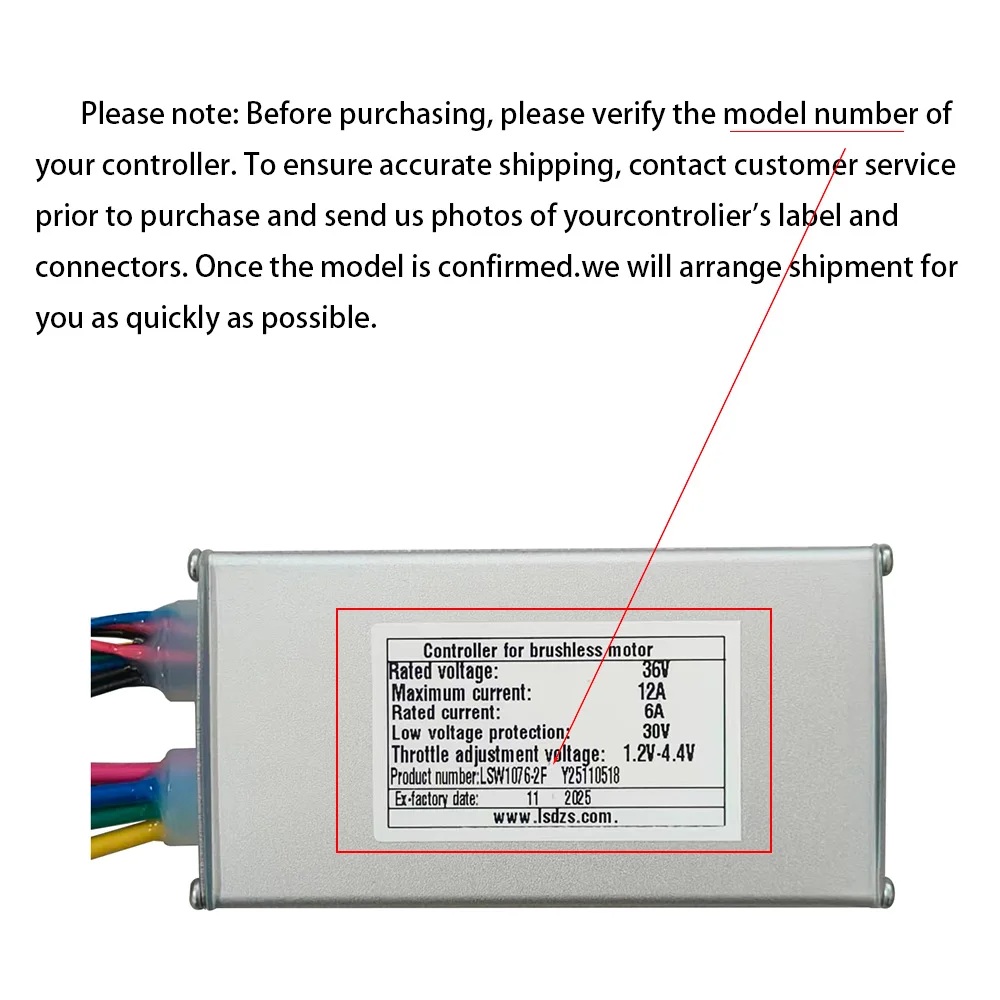 Nulkomma  LSW1076-2F Electric Bicycle Brushless Motor Controller 36V 6A for Electric Scooters Fat Bike MTB Ebike Speed Controller
