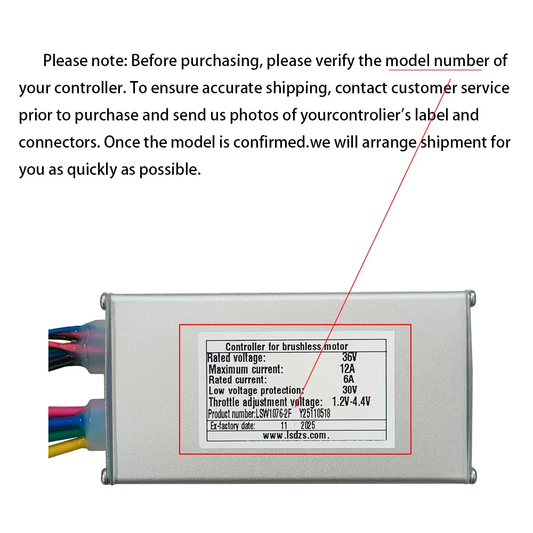 Nulkomma  LSW1076-2F Electric Bicycle Brushless Motor Controller 36V 6A for Electric Scooters Fat Bike MTB Ebike Speed Controller