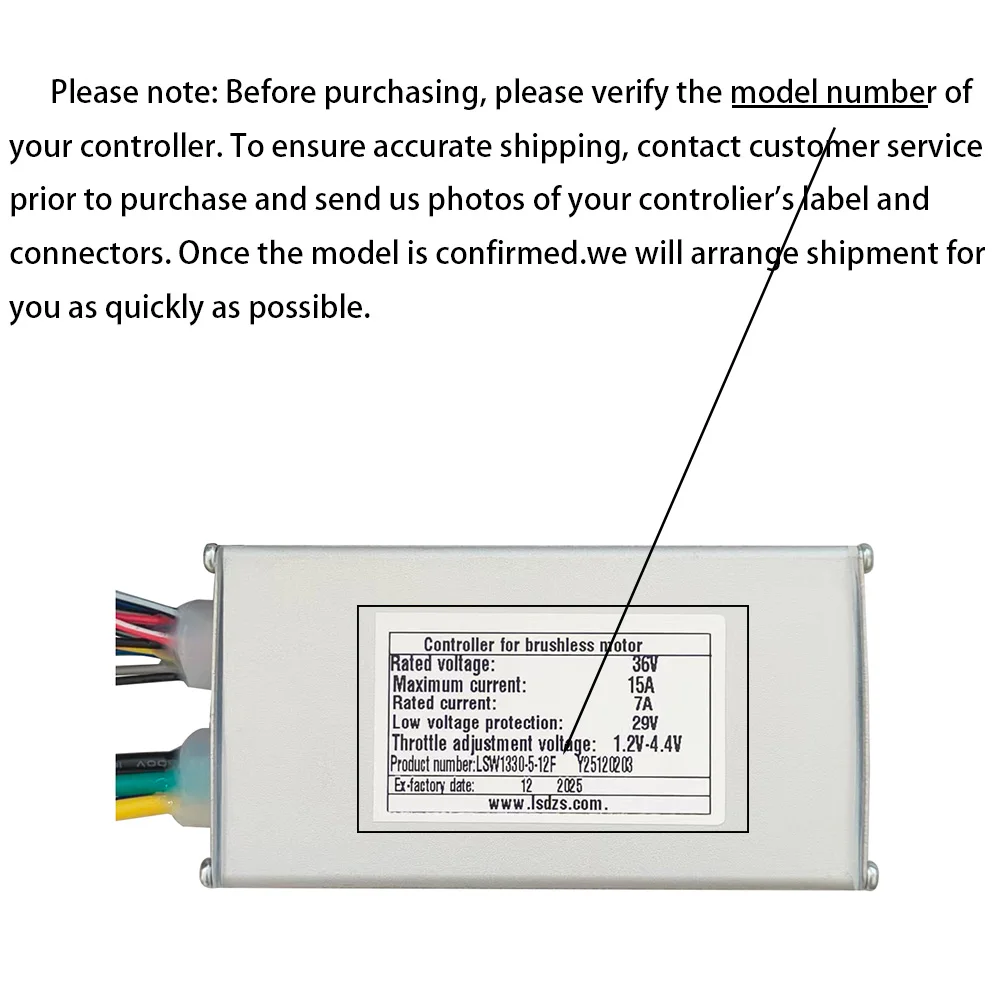 Nulkomma Brushless Motor Controller LSW1330-5-12F 36V 15A E-Bike Scooter Universal E-Bike Conversion Kit Bicycle Speed Controller