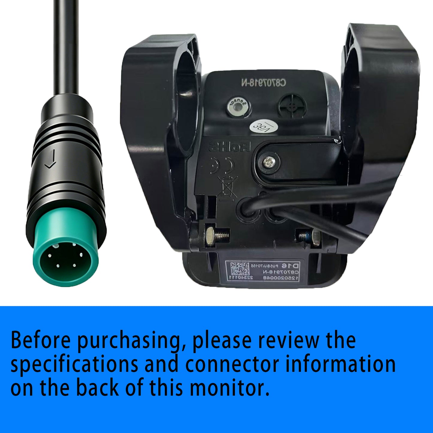 E-Bike LCD D16 Display Panel with Dual Handlebar Mount Bracket, Hand Control Switch, Waterproof Connector, Electric Bicycle Dashboard for Ebike Conversion Kit