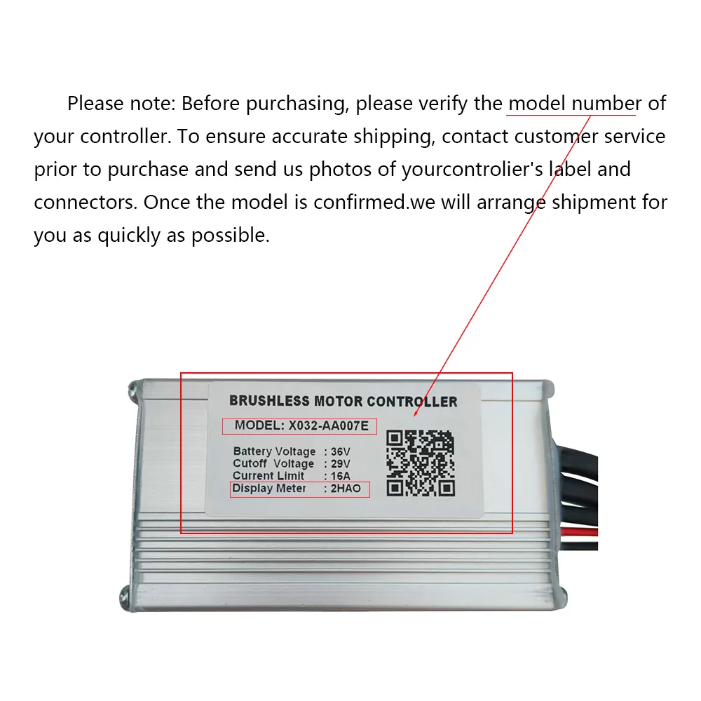 Nulkomma Ebike Brushless Motor Controller 36V 16A Speed Controller X032-AA007E 2HAO for Electric Bicycle Scooter Motorcycle