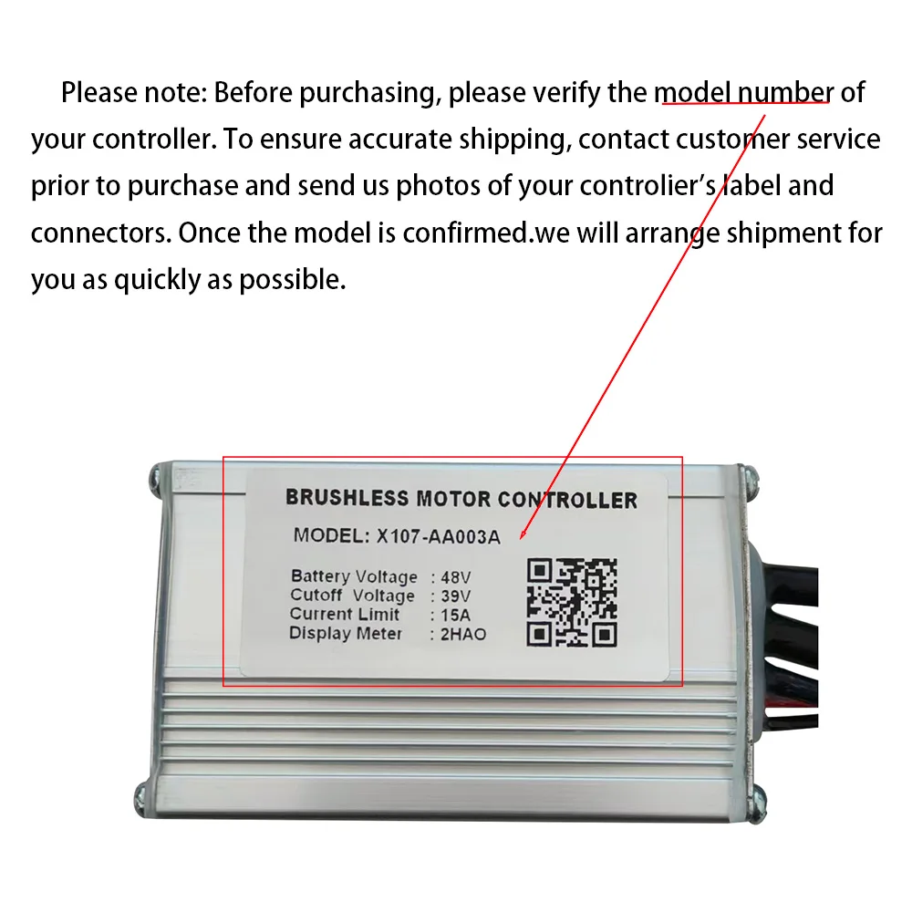 Nulkomma Brushless Motor Controller X107-AA003A 48V 15A Electric Bike Scooter Speed Controller Compatible with 2HAO Protocol Display
