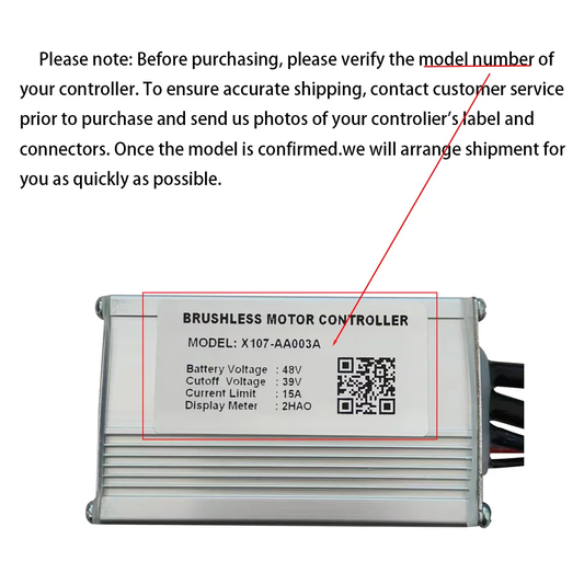 Nulkomma Brushless Motor Controller X107-AA003A 48V 15A Electric Bike Scooter Speed Controller Compatible with 2HAO Protocol Display
