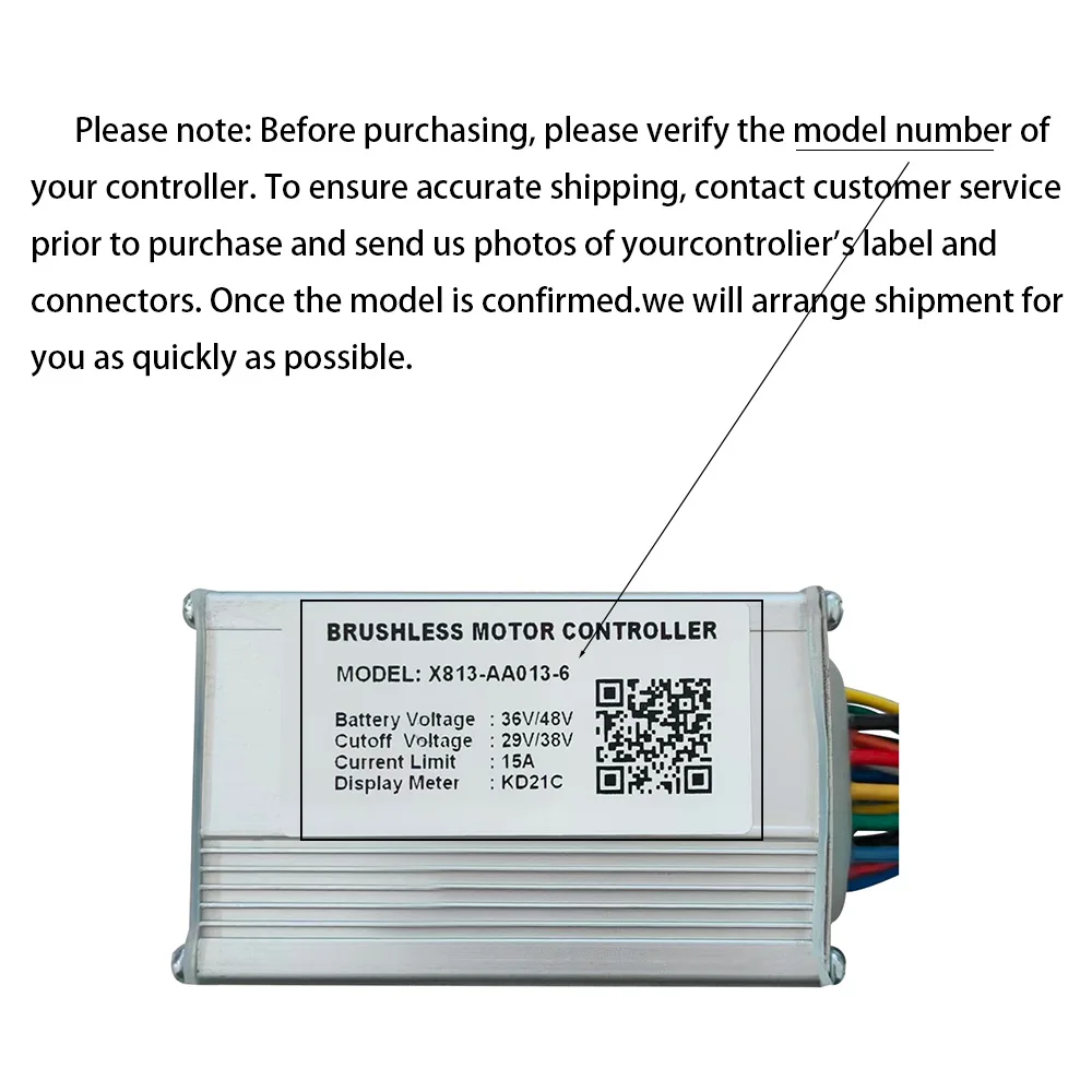 Nulkomma  Ebike Brushless Motor Controller X813-AA013-6 36/48V 15A for KD21C Protocol Display Electric Scooters MTB Speed Controller