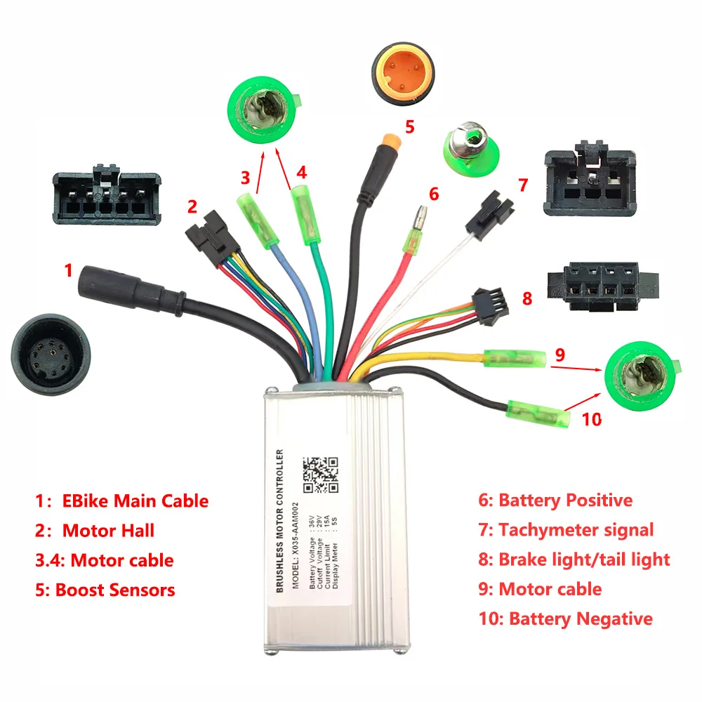Nulkomma Brushless Motor Speed Controller X035-AAM002 E-Bike Controller 36V 15A For E-Bike Fat Tire Bike Mountain Bike