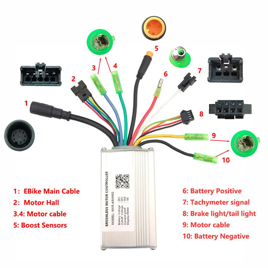 Nulkomma Brushless Motor Speed Controller X035-AAM002 E-Bike Controller 36V 15A For E-Bike Fat Tire Bike Mountain Bike