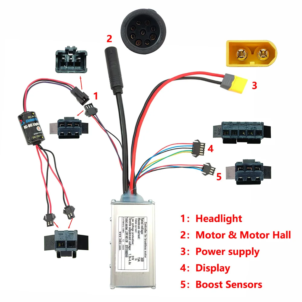 Nulkomma Electric Bicycle Brushless Motor Controller LSW1482-20F 36V 15A Speed Controller for Electric Scooters MTB Ebike Accessories