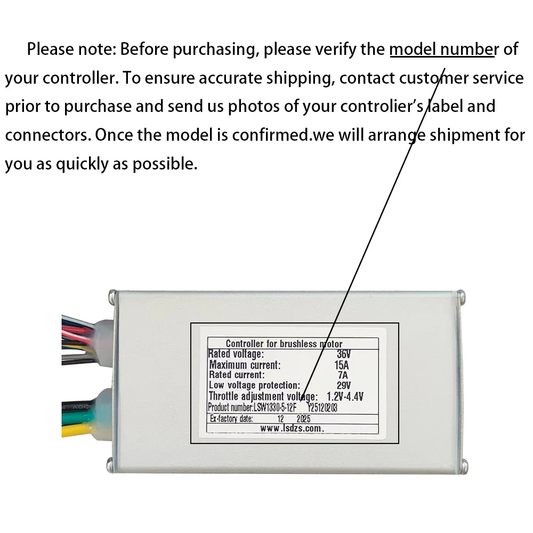Nulkomma  E-bike Brushless Motor Controller LSW1330-5-12F 36V 7A for Electric Scooters Fat Bike MTB Accessories Speed Controller