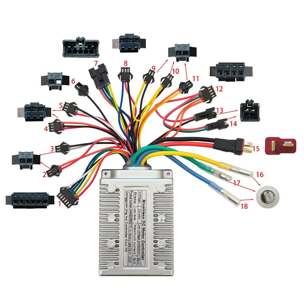 Nulkomma Ebike Motor Brushless Controller JH4AS3289DZYX 48V Speed Controller For Electric Bicycle Scooters Fat Tire Bikes Mountain Bike