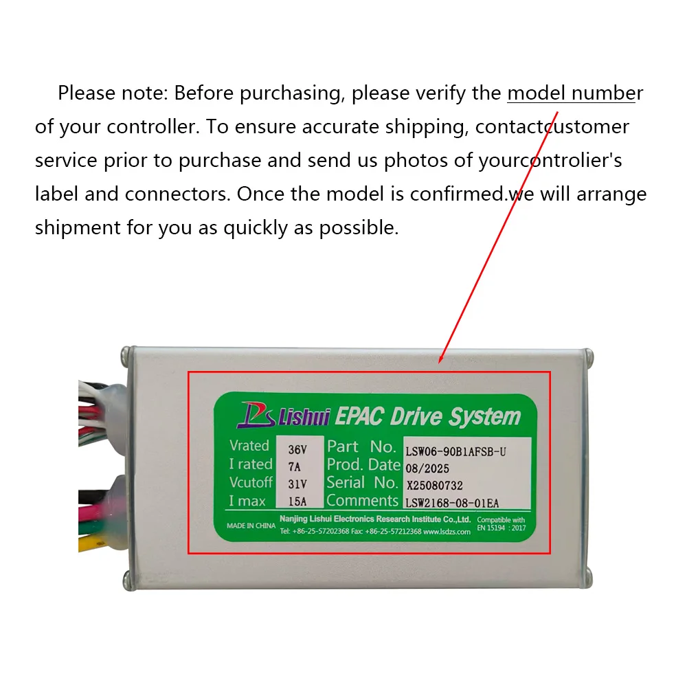 Nulkomma Electric Bicycle Brushless Motor Controller LSW06-90B1AFSB-U 36V 15A for Electric Scooters Fat Bike MTB Ebike Speed Controller