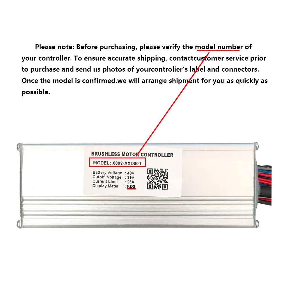 Nulkomma E-bike Brushless Motor Controller X098-AXD001 48V 25A for KDS Protocol Display for Electric Scooters MTB Fat Bikes Accessories