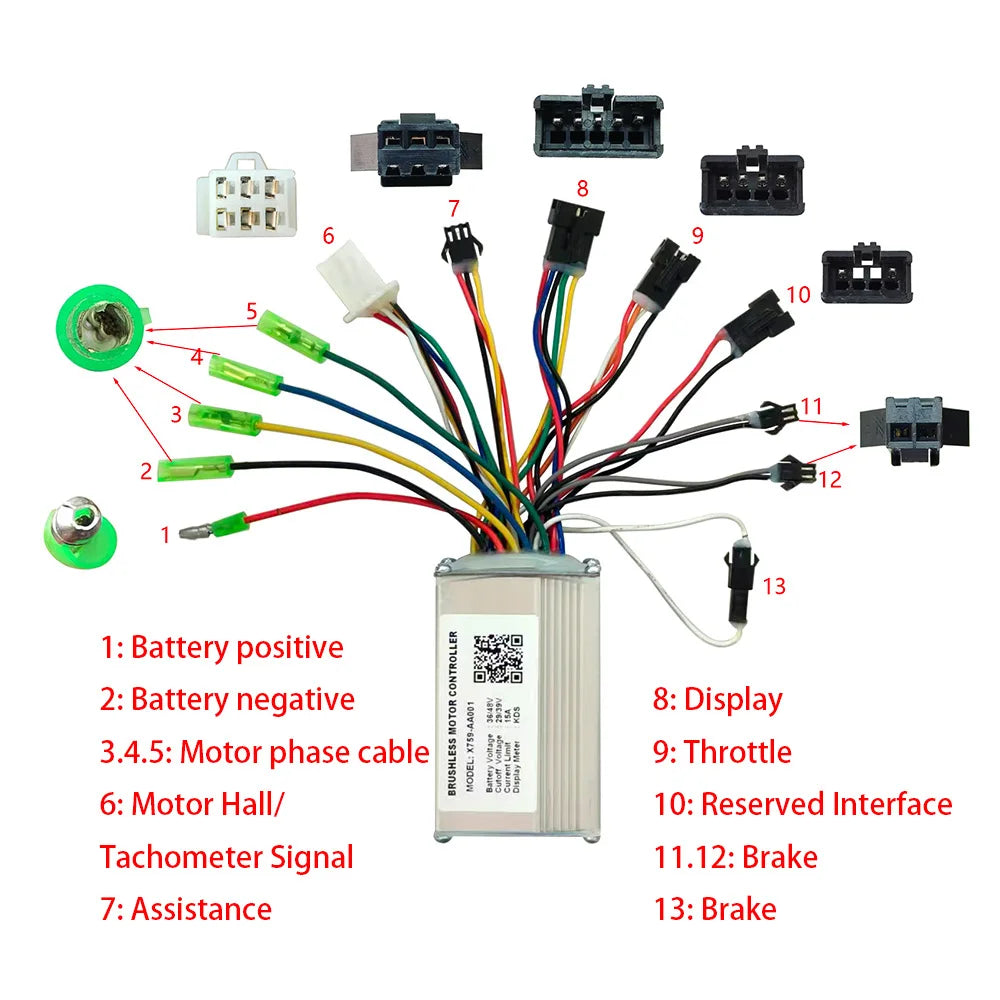 Nulkomma EBIKE X759-AA001 Electric Bicycle Parts Brushless Motor Controller 48V Electric Scooter Parts Electric Bike GOSG205 Monitor KDS