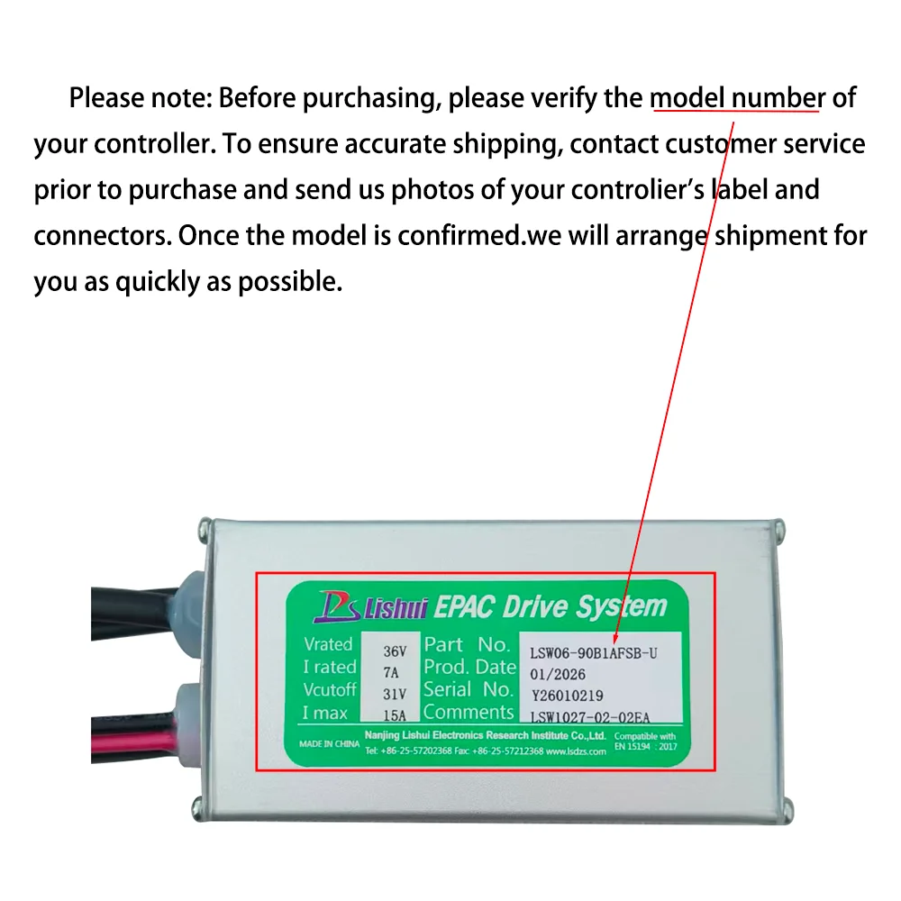 Nulkomma E-Bike Brushless Motor Controller LSW06-90B1AFSB-U 36V 15A for Electric Scooters Fat Bike MTB Accessories Speed Controller