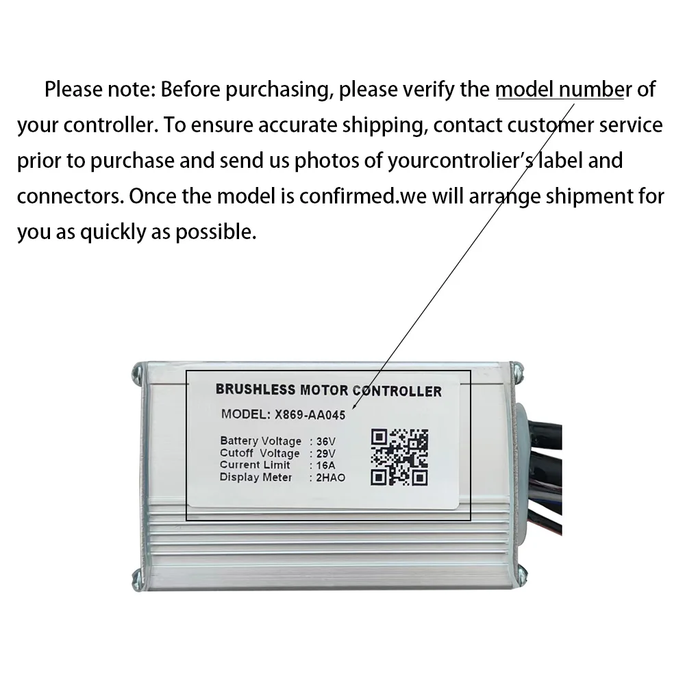 Nulkomma Ebike Brushless Motor Controller 36V 16A Speed Controller X869-AA045 2HAO for Electric Bicycle Scooter Motorcycle