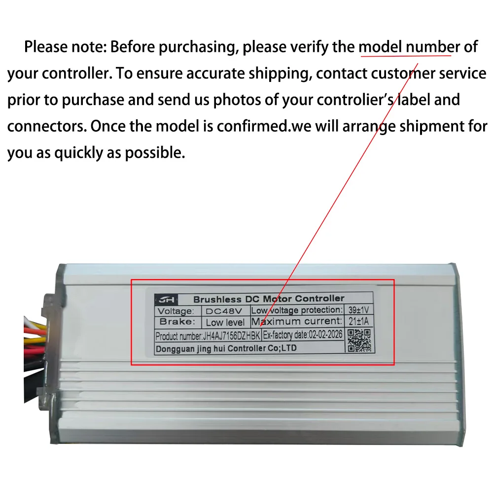 Nulkomma Brushless Motor Controller for Ebike JH4AJ7156DZHBK 48V 21A Display Speed Controller for Electric Scooters and MTB