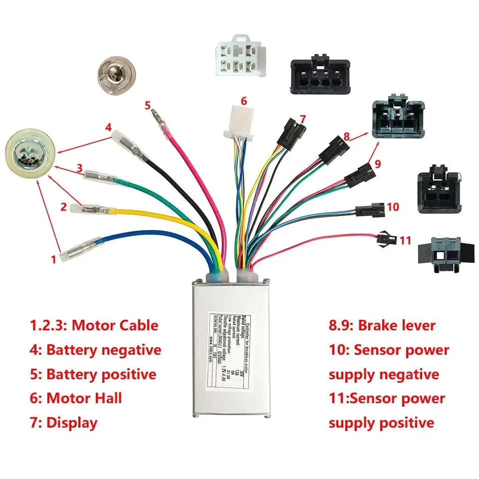 Nulkomma LSW940-2-3 EBIKE Brushless Motor Controller Electric Bike Accessories 36V 13A Mountain Bike Speed Controller