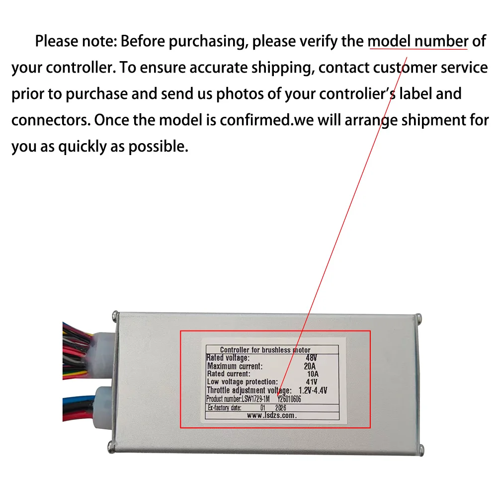 Nulkomma  Brushless Motor Controller LSW1729-1M 48V 20A E-Bike Scooter Universal E-Bike Conversion Kit Bicycle Speed Controller