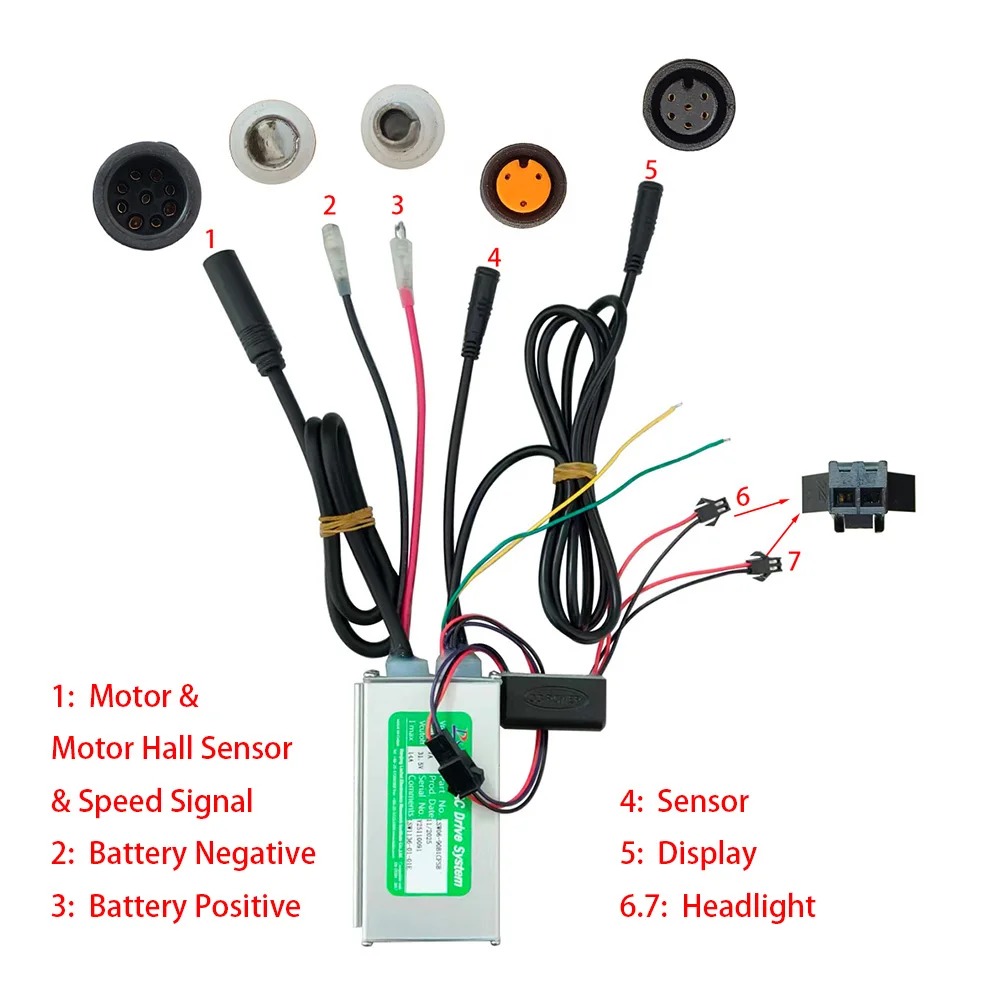 Nulkomma Ebike Brushless Motor Controller LSW1136-01-01E 36V 14A Suitable for Electric Bicycles Scooters Fat-Tire Bikes Speed Controller