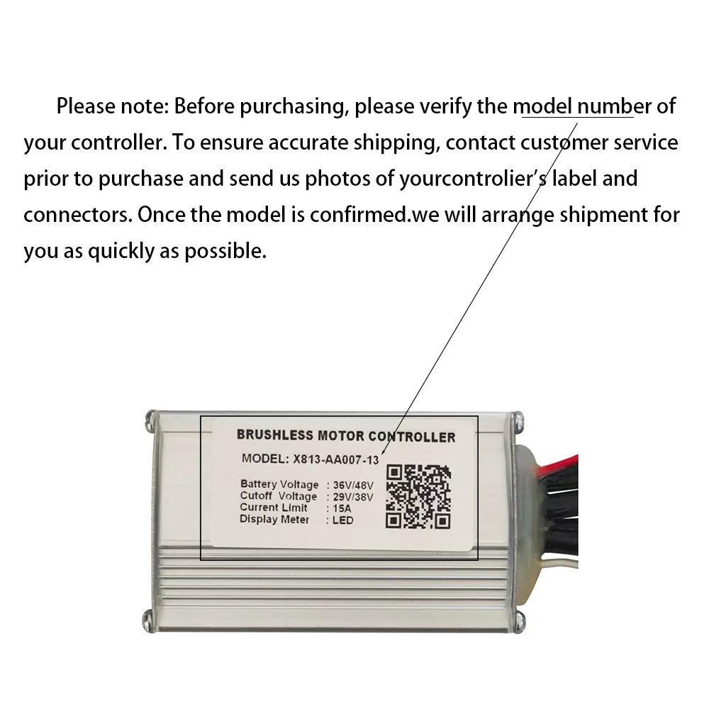 Nulkomma Brushless Motor Controller X813-AA007-13 36/48V 15A E-Bike Scooter Universal E-Bike Conversion Kit Bicycle Speed Controller