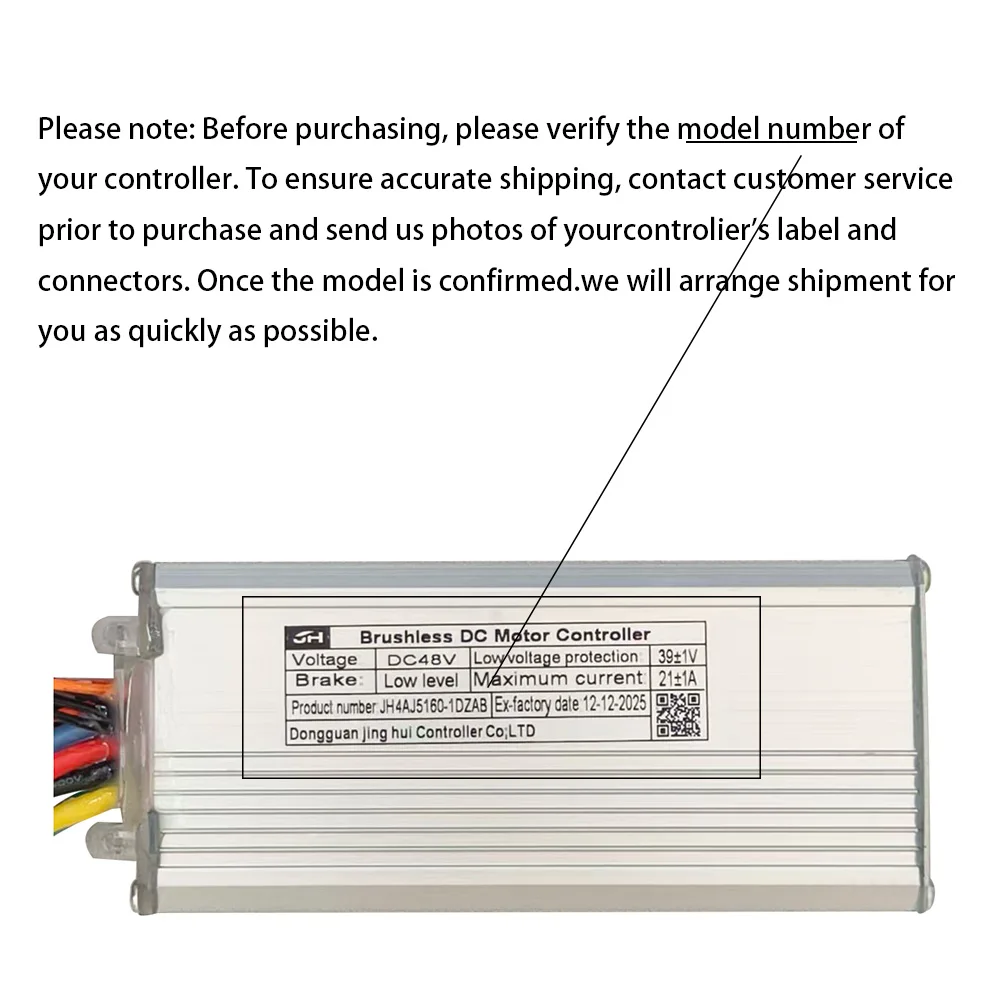 Nulkomma Ebike Motor Brushless Controller JH4AJ5160-1DZAB 52V Speed Controller For Electric Bicycle Scooters Fat Tire Bikes Mountain Bike