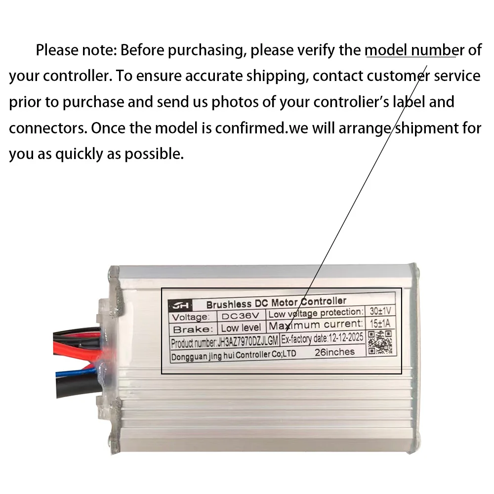 Nulkomma Brushless Motor Controller JH3AZ7970DZJGM 36V 15A E-Bike Scooter Universal E-Bike Conversion Kit Bicycle Speed Controller