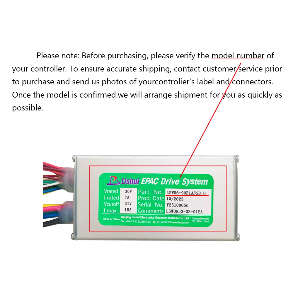 Nulkomma LSW06-90B1AFSB-U Electric Bicycle Brushless Motor Controller 36V 15A for Electric Scooters Fat Bike MTB Ebike Speed Controller