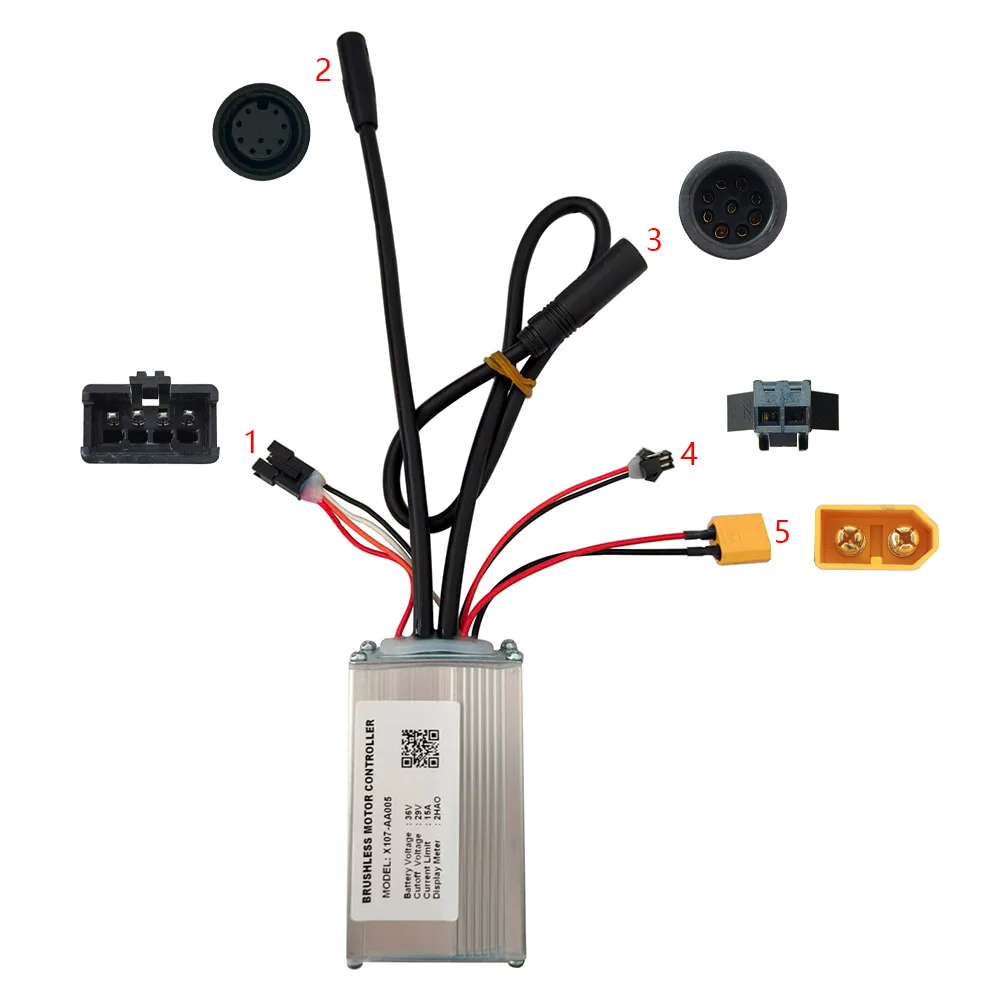 Nulkomma Ebike Brushless Motor Controller 36V 15A Speed Controller X107-AA005 2HAO for Electric Bicycle Scooter Motorcycle