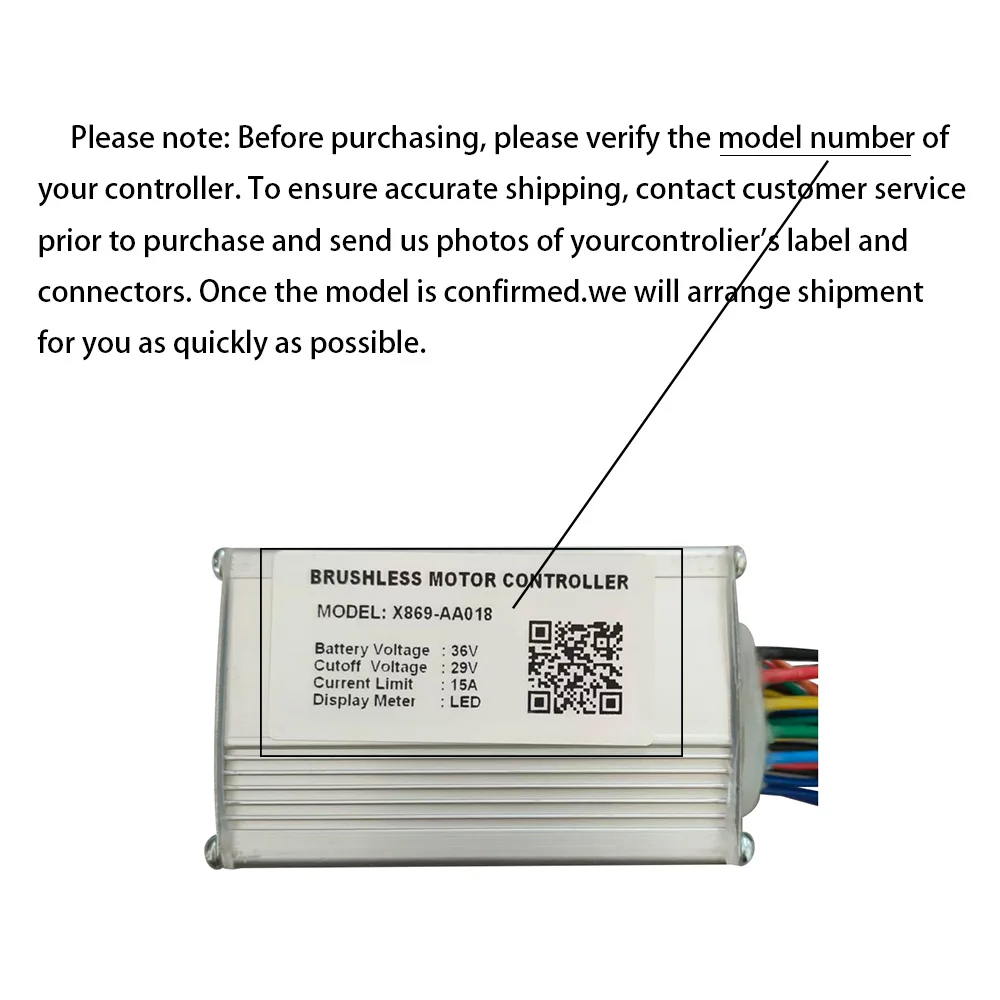 Nulkomma Ebike Brushless Motor Controller 36V 15A Speed Controller X869-AA018 LED for Electric Bicycle Scooter Motorcycle