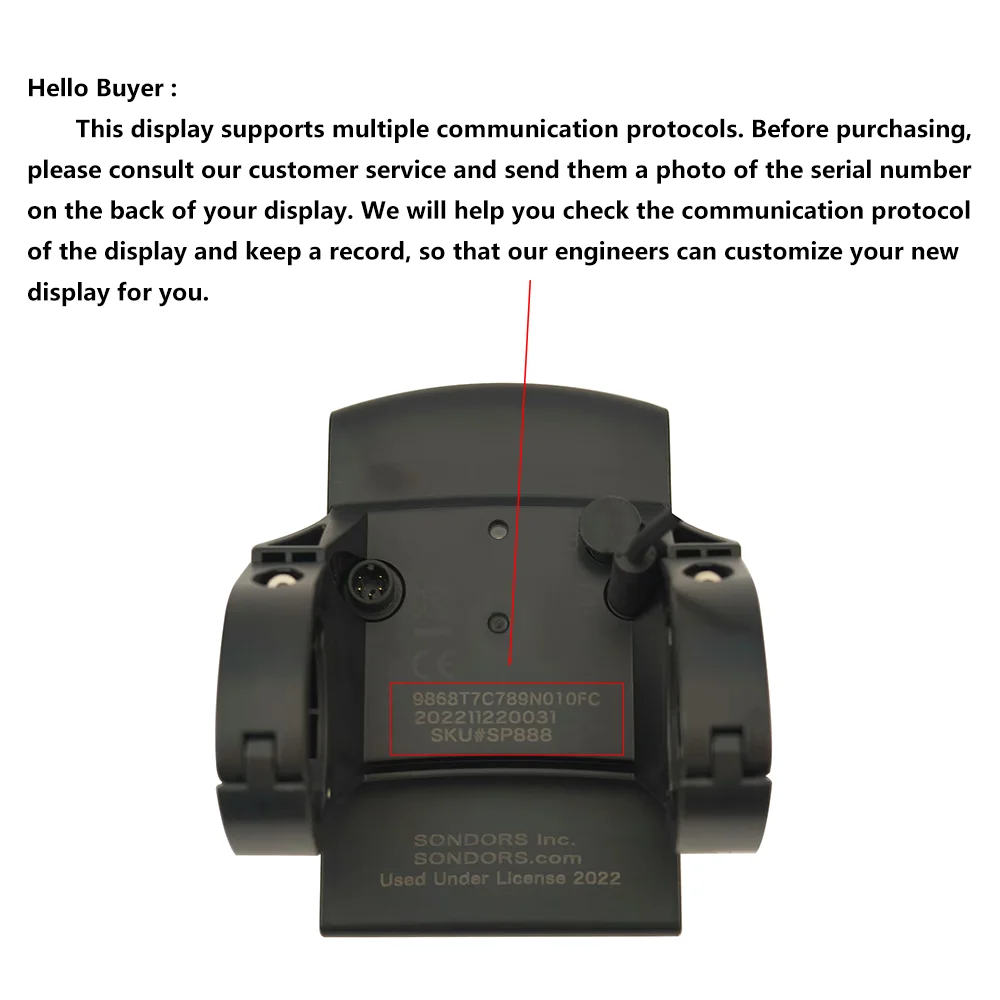 Nulkomma SONDORS Ebike Color Display Screen Meter KD986 5pin 36V 48V Speed Controller Panel For Electric Bicycle MTB Fat Bike Accessories
