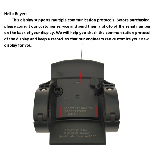 Nulkomma SONDORS Ebike Color Display Screen Meter KD986 5pin 36V 48V Speed Controller Panel For Electric Bicycle MTB Fat Bike Accessories