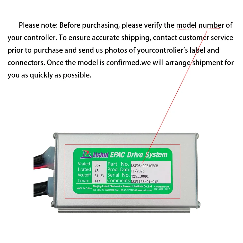 Nulkomma  Ebike Brushless Motor Controller LSW06-90B1CFSB 36V 14A for Electric Scooters Fat Bike MTB Ebike Speed Controller