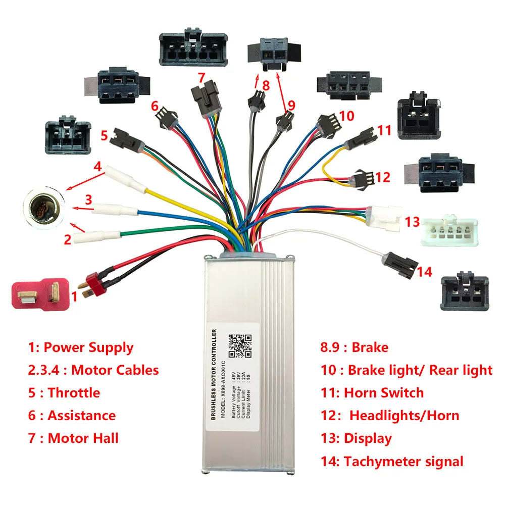 Nulkomma  E-Bike Accessories 48V 18A Mountain Bike Speed Controller X098-AXC001C for 5S DisplayEBIKE Brushless Motor Controller