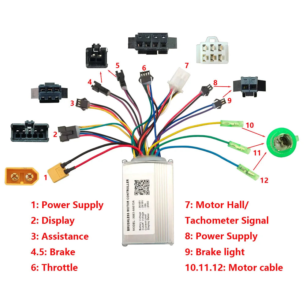 Nulkomma EBIKE X863-AA013A Electric Bicycle Parts Brushless Motor Controller Electric Scooter Parts Electric Bike GOSG205 Monitor 2HAO
