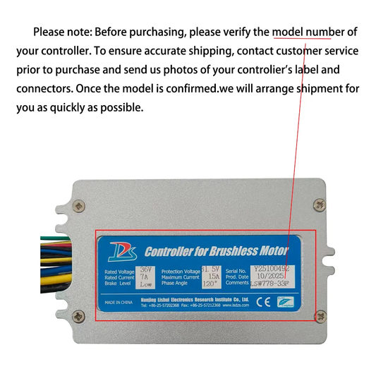 Nulkomma Brushless Motor Controller for Ebike LSW778-33F 36V 7A Display Speed Controller for Electric Scooters and MTB