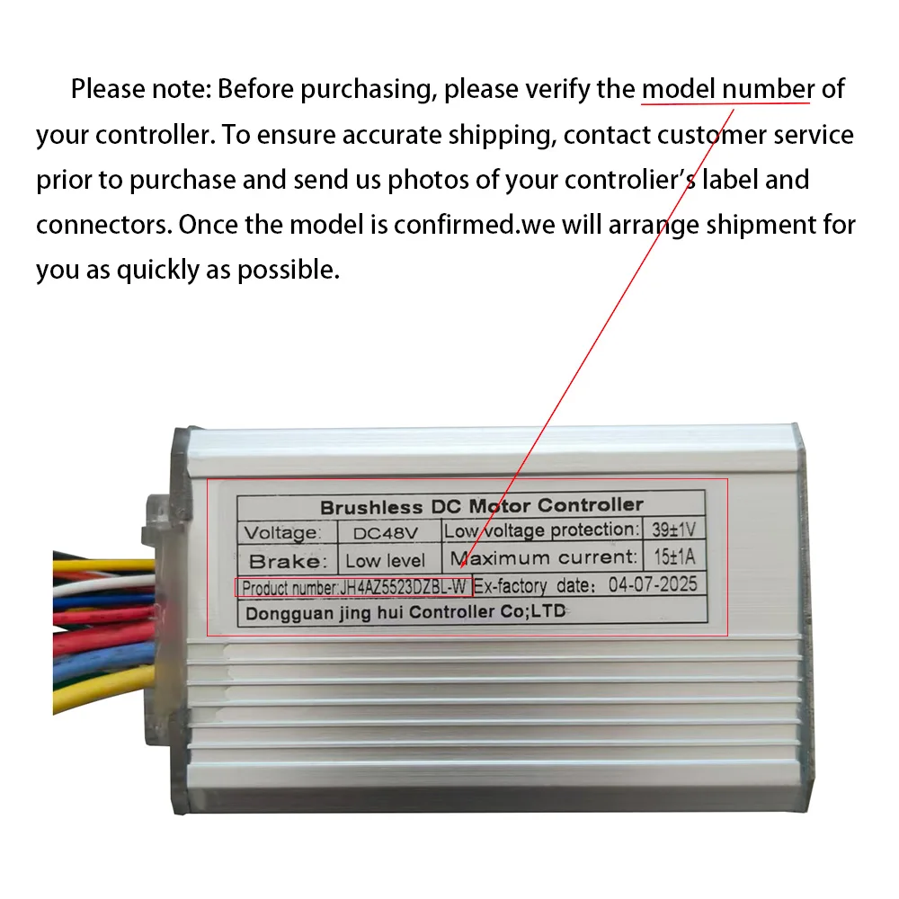 Nulkomma  E-bike Brushless Motor Controller JH4AZ5523DZBL-W 48V 15A for Electric Scooters Fat Bike MTB Accessories Speed Controller