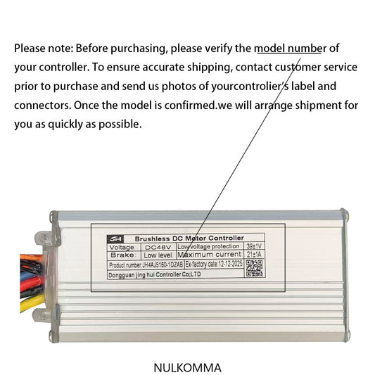 Ebike Motor Brushless Controller JH4AJ5160-1DZAB 52V Speed Controller For Electric Bicycle Scooters Fat Tire Bikes Mountain Bike