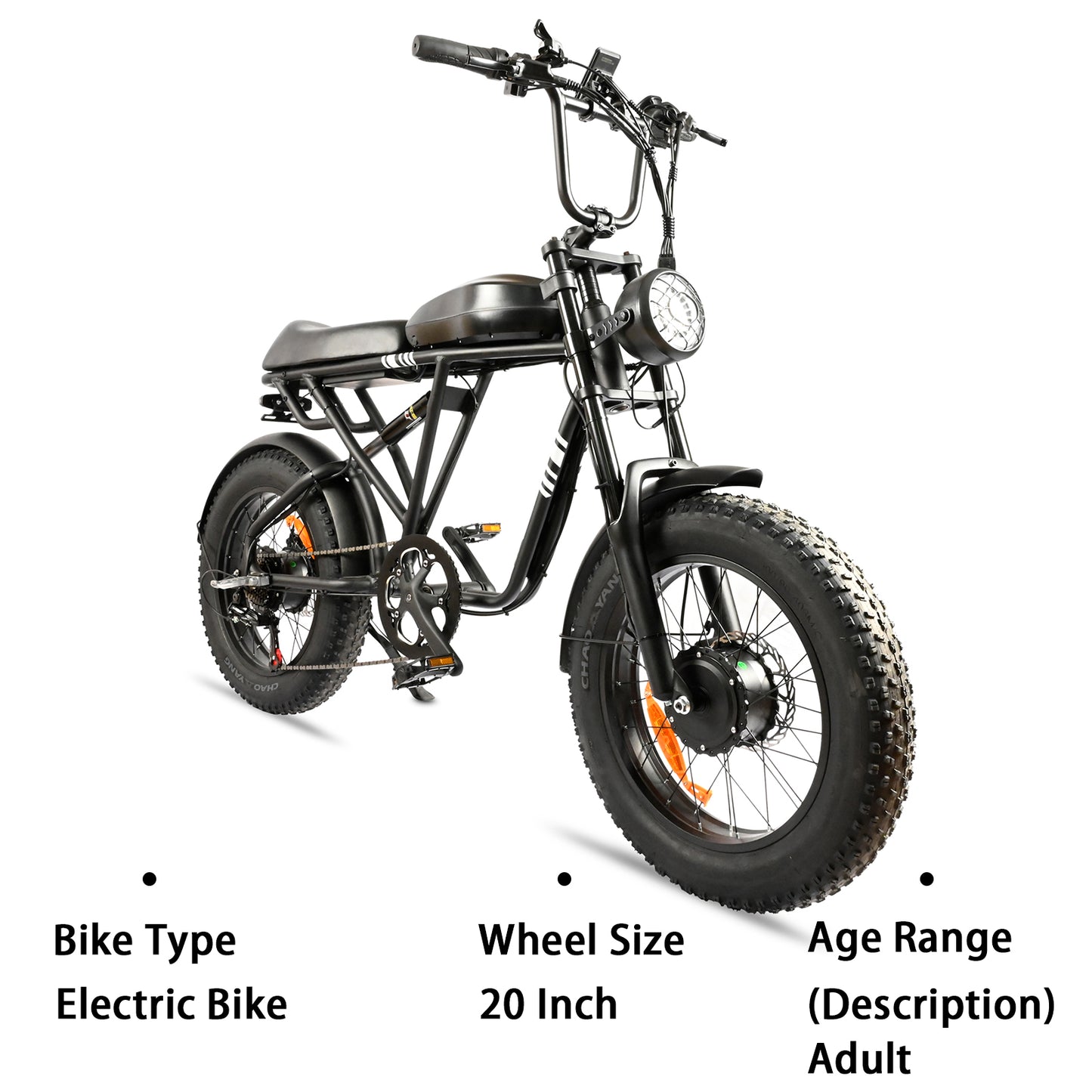 NULKOMMA 20'' Electric Bike for Adults 40-50KM Removable Battery 48V Commuting Mountain Bike with LCD Display Meter Electric Bicycle 2000W with Waterproof Headlight