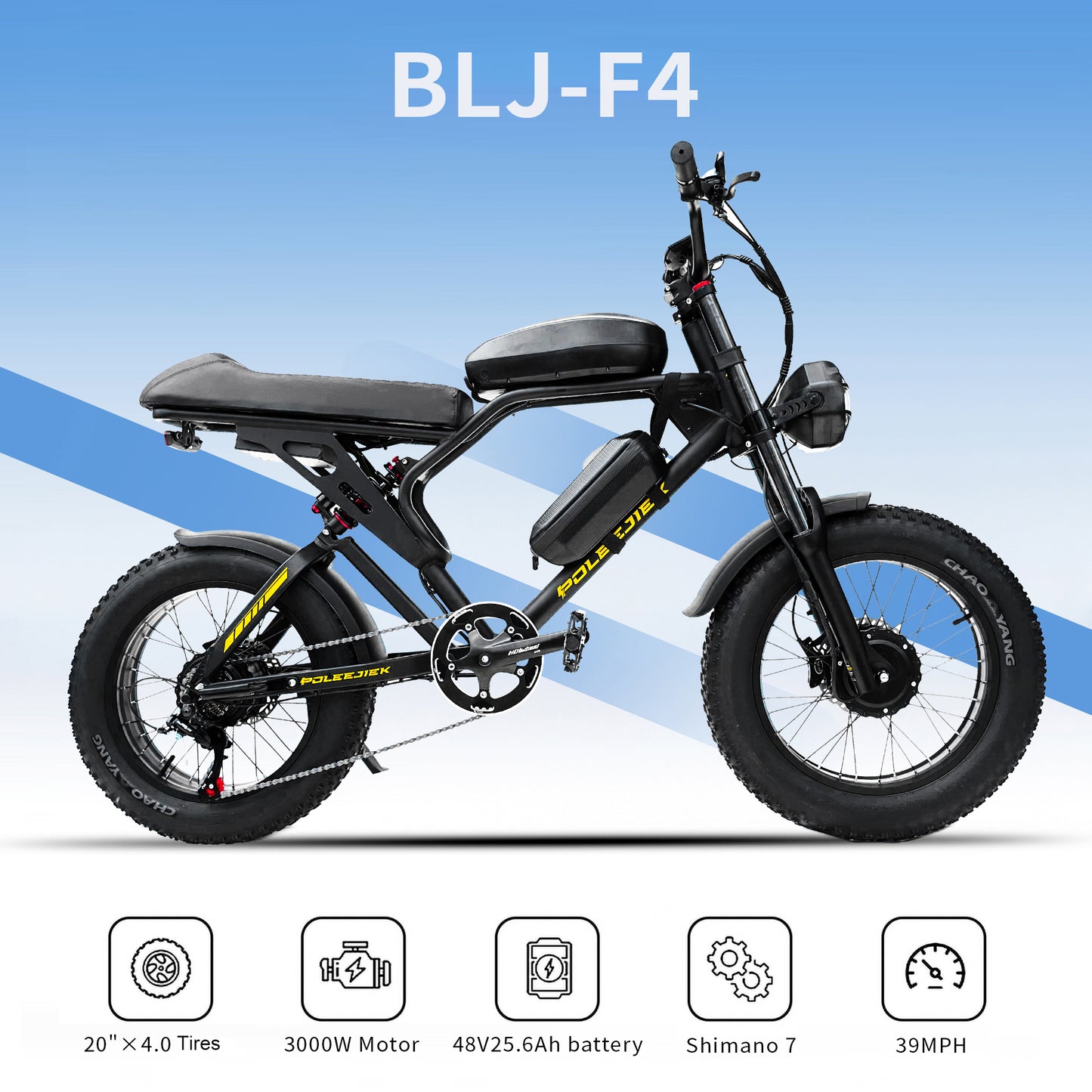 NULKOMMA 20'' Electric Bike for Adults Removable Battery 25.6Ah Commuting Mountain Bike with LCD Display Meter Retro Dual Motors Ebike 3000W with Waterproof Headlight