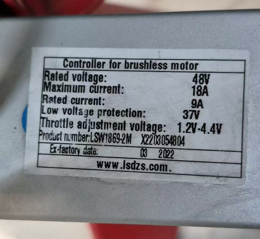 NULKOMMA LSW1869-2M Brushless Motor Controller 48V 18A Ebike Controller