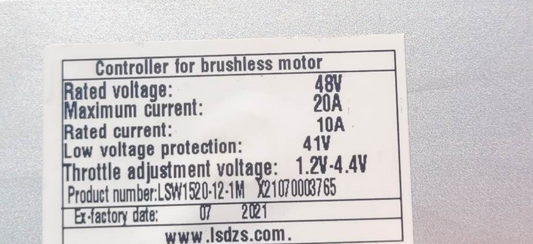 NULKOMMA LSW1520-12-1M Brushless Motor Controller 48V 20A