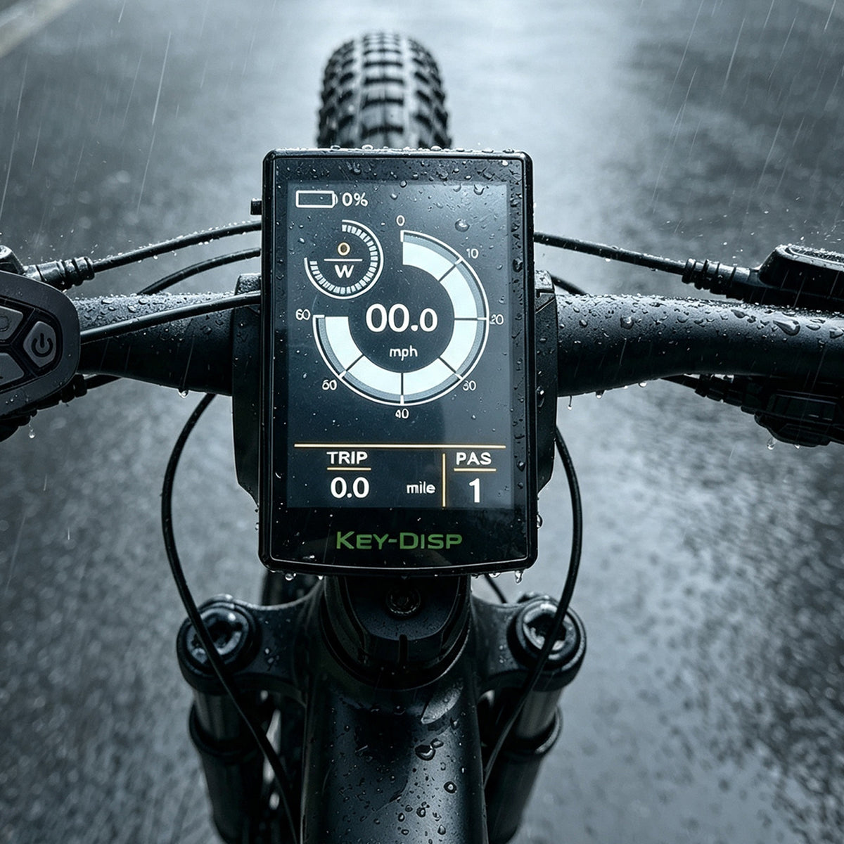 KD718 KEY-DISP Ebike Color LCD Display, 5 Pin Green Male Waterproof Connector 36V/48V Electric Bicycle Dashboard with Separate Control Switch
