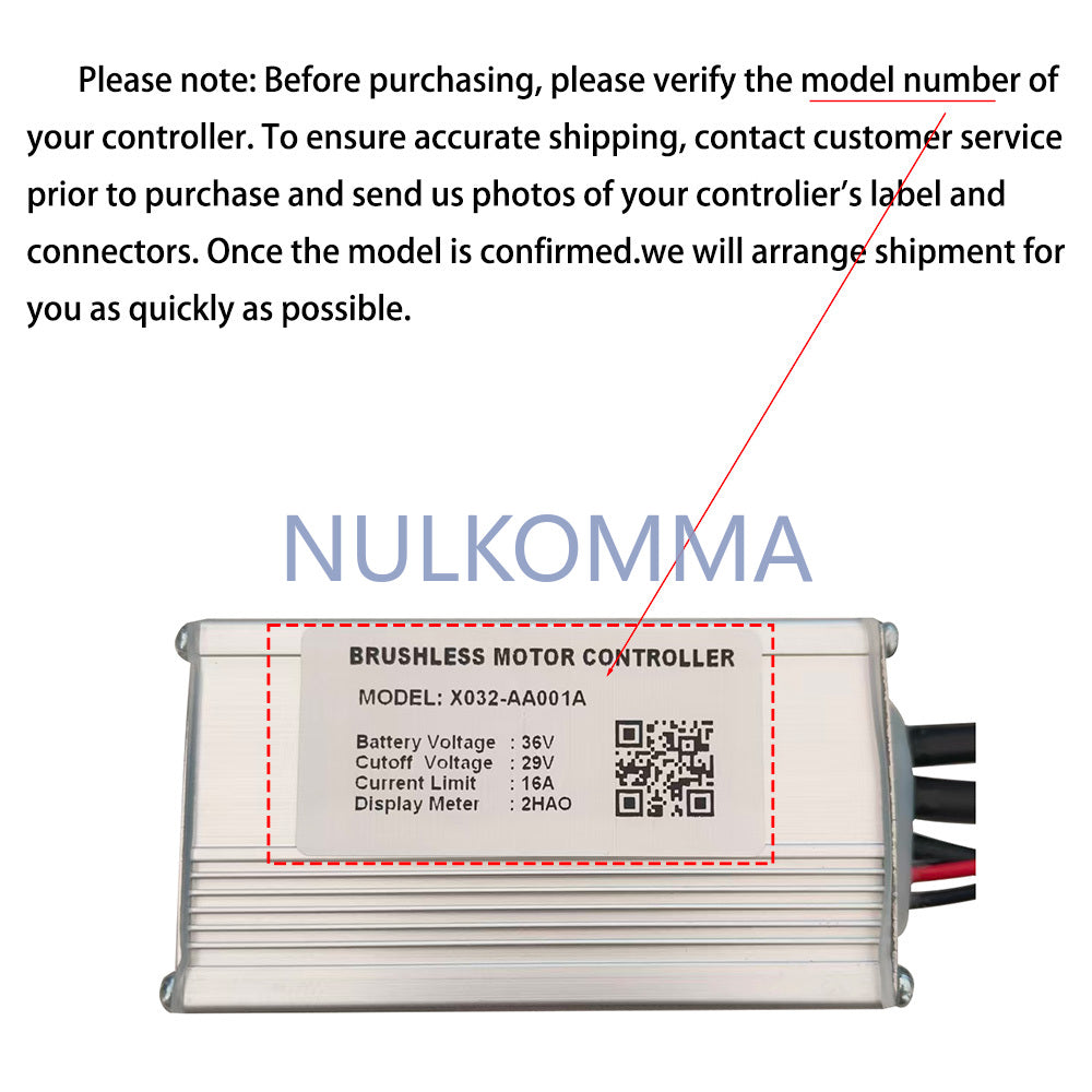 Ebike Controller Brushless X032-AA001A 36V 16A Motor Speed Controller for Fat Tire Bike MTB Supports 2HAO Protocol Meters