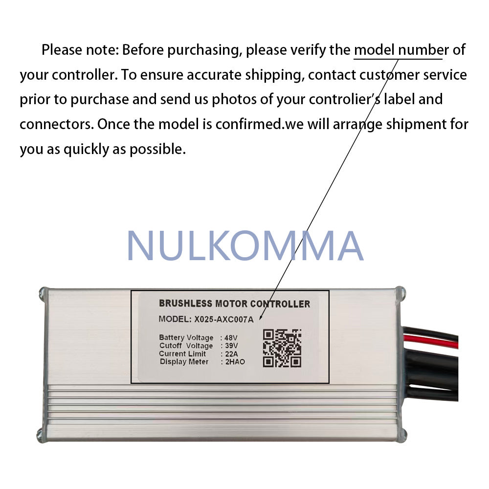 NULKOMMA Ebike Brushless Motor Controller 48V 22A Speed Controller for 2HAO General X025-AXC007A for Electric Bicycle Scooter Motorcycle